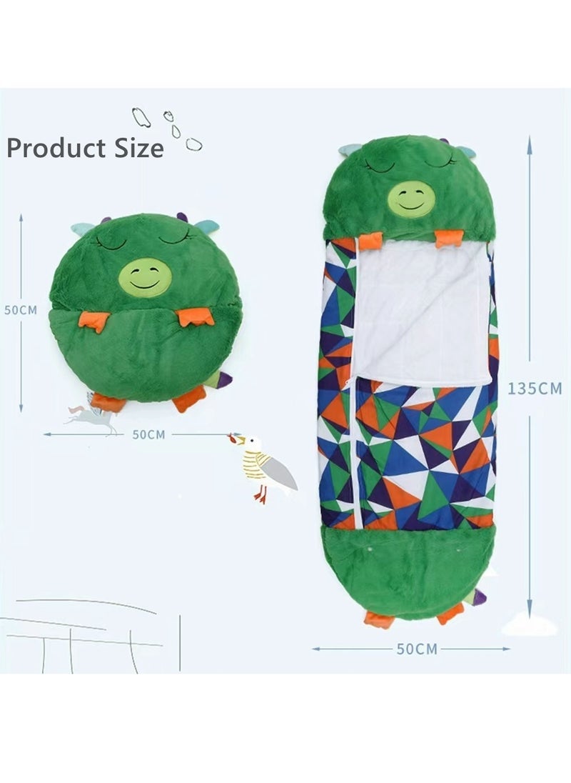 COOLBABY Kids Cartoon Lazy Warm Sleeping Bag Foldable Cartoon Animal Sleeping Bag Suitable For Children Playing And Camping(Green)