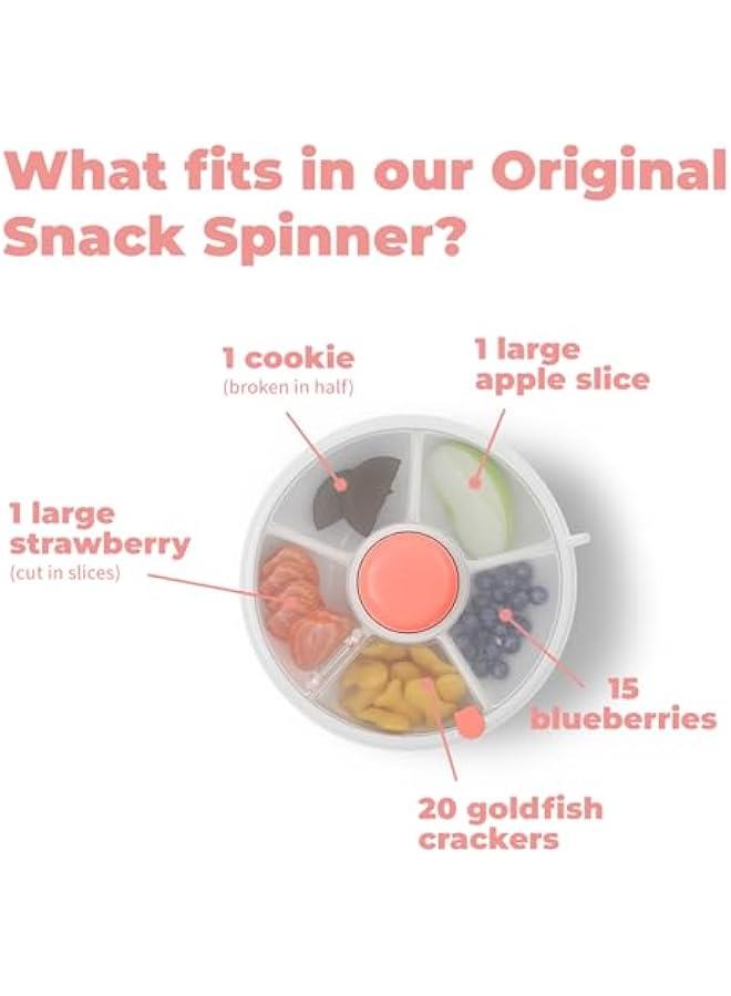 Kids Original Snack Spinner Bundle with Hand Strap and Sticker Sheet - Reusable Snack Container with 5 Compartment Dispenser and Lid | BPA and PVC Free | Dishwasher Safe | No Spill, Leakproof