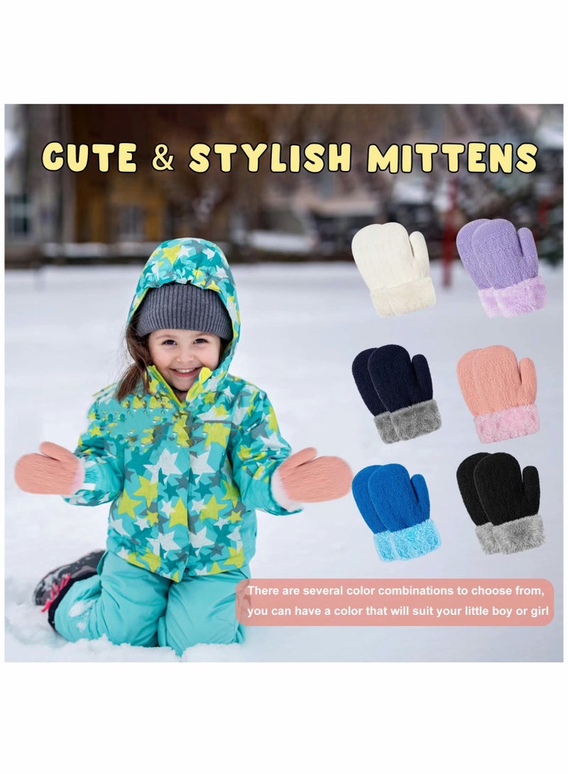 Cute and Warm Fleece-Lined Winter Mittens for Baby, Kids, Toddlers, and Newborns - Thick Thermal Gloves for Boys and Girls, Unisex Design for Ultimate Comfort and Warmth.