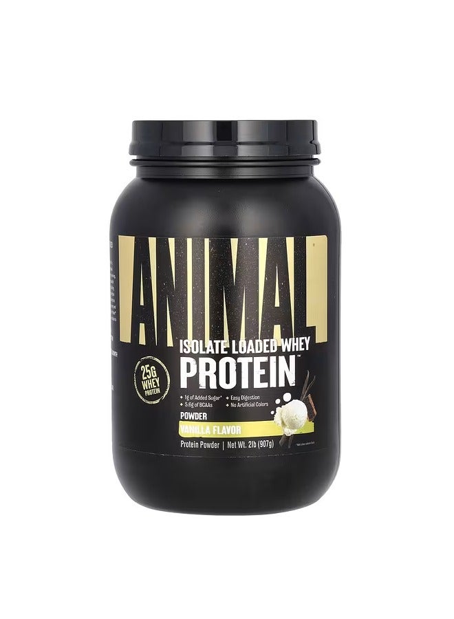 Animal Whey Isolate Protein Powder - Loaded for Pre & Post Workout Muscle Builder and Recovery with Digestive Enzymes for Men & Women - 25g Protein, Great Taste, Low Sugar - Vanilla 2 lbs