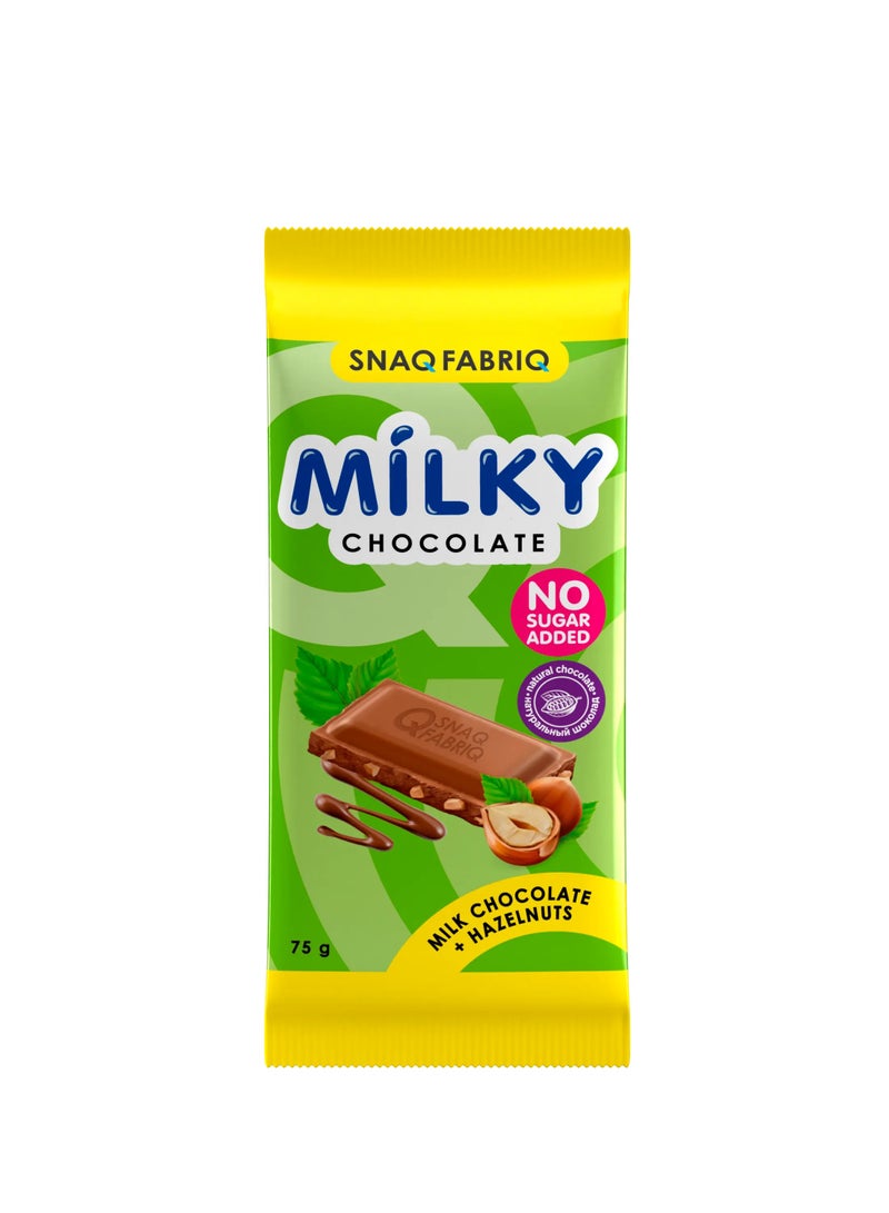 Snaq Fabriq Milky Chocolate +Hazelnut (No sugar Added) 4x75g (Per Box 4 Pieces)