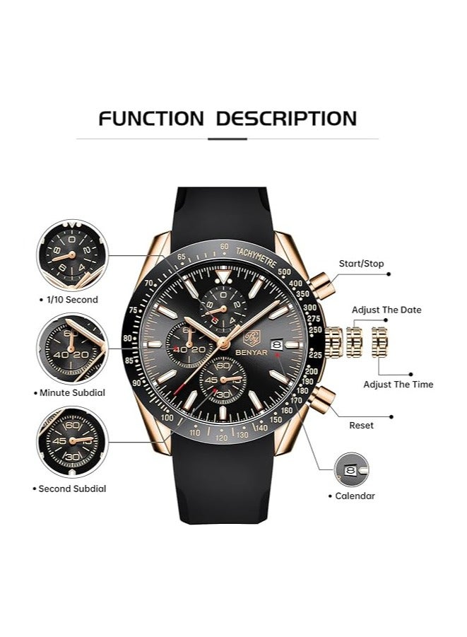 Watches for Men Watch Quartz Luxury Chronograph Water Resistant Watch 5140 220mm