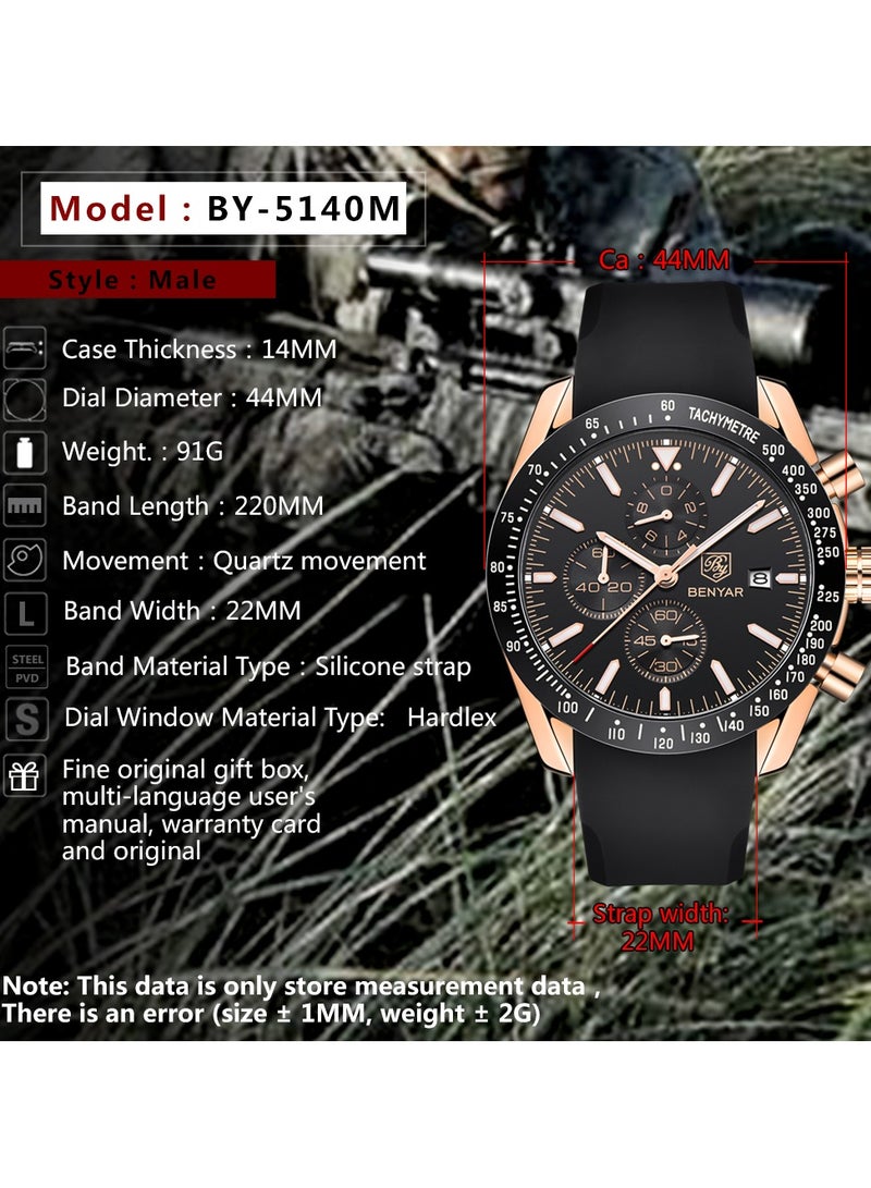 Watches for Men Watch Quartz Luxury Chronograph Water Resistant Watch 5140 220mm