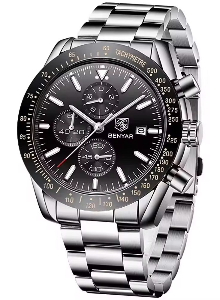 Watches for Men Watch Quartz Luxury Stainless Steel Water Resistant Chronograph Watch 5140