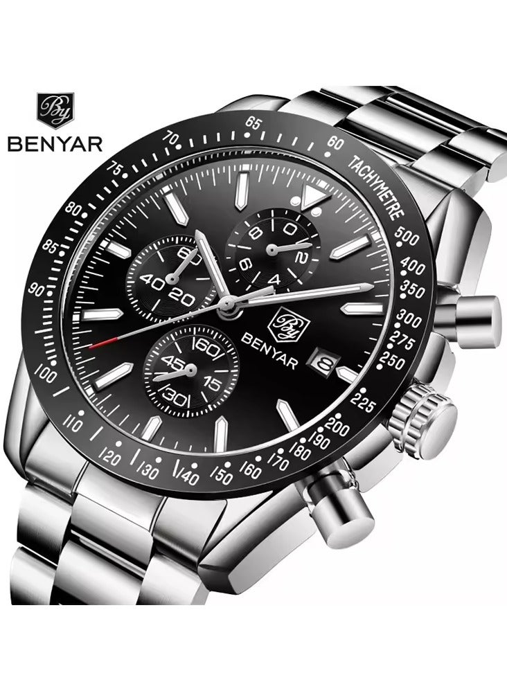 Watches for Men Watch Quartz Luxury Stainless Steel Water Resistant Chronograph Watch 5140