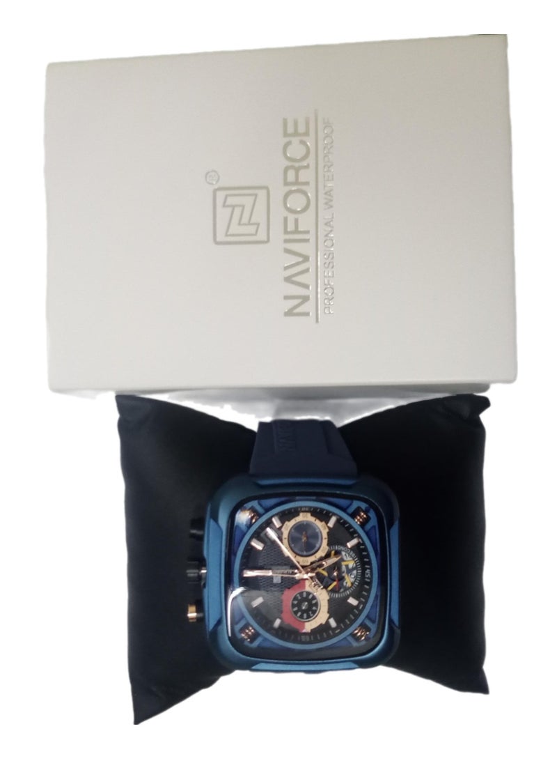 New NAVIFORCE Watch NF-8058 Men's Fashion Watch, Silicone Strap, Waterproof Men's Quartz Watch