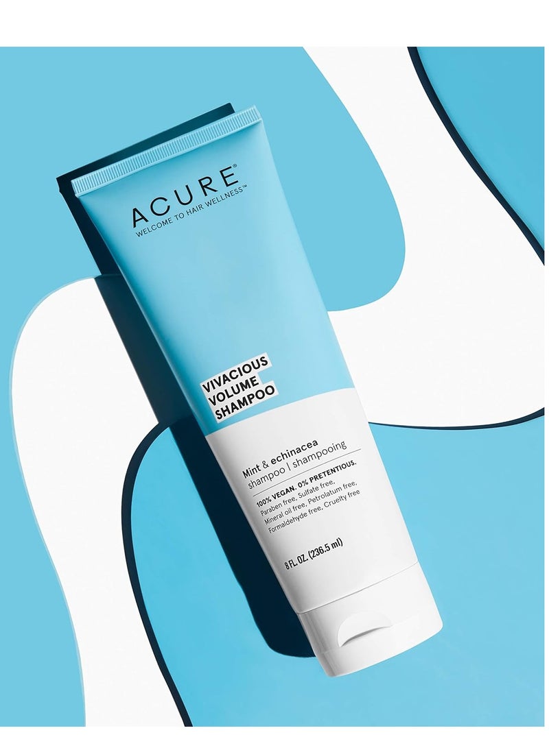 Acure Vivacious Volume Shampoo | Revitalize and Volumize: Mint and Echinacea Infused Regimen for Fine, Fragile Hair, 8 Fl Oz