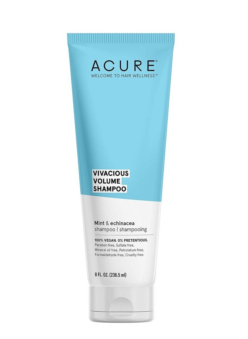 Acure Vivacious Volume Shampoo | Revitalize and Volumize: Mint and Echinacea Infused Regimen for Fine, Fragile Hair, 8 Fl Oz