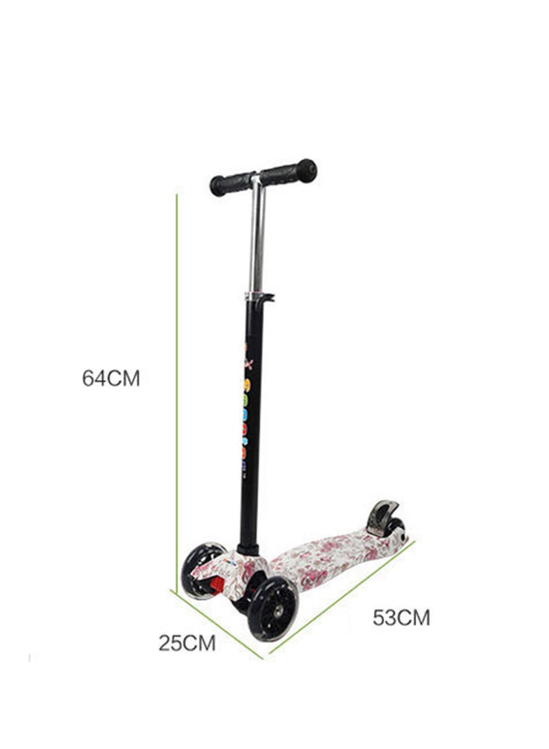 Scooters for Kids with Light-Up Wheels & Stem & Deck, 3 Wheel Folding Scooter for Girls Boys, 3 Adjustable Height, Non-Slip Pattern Deck, Lightweight Kick Scooter for Children Ages 3-12