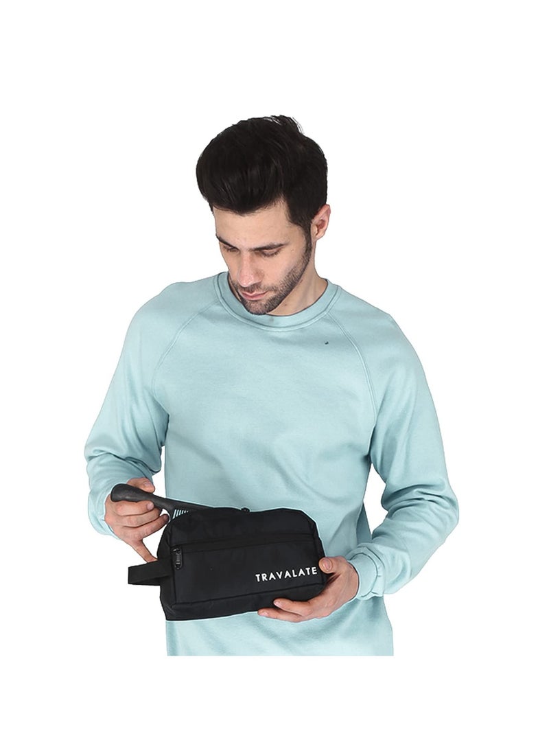 Travalate 9cms Polyester Toiletry Bag (Black_Tr1323)