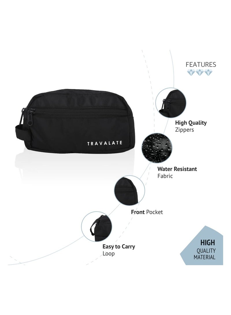 Travalate 9cms Polyester Toiletry Bag (Black_Tr1323)