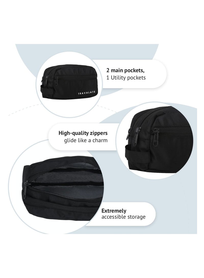 Travalate 9cms Polyester Toiletry Bag (Black_Tr1323)