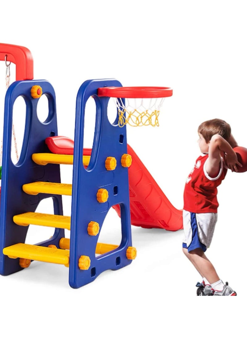 Slide And Swing With Basketball 3 In 1 Indoor Play Set.