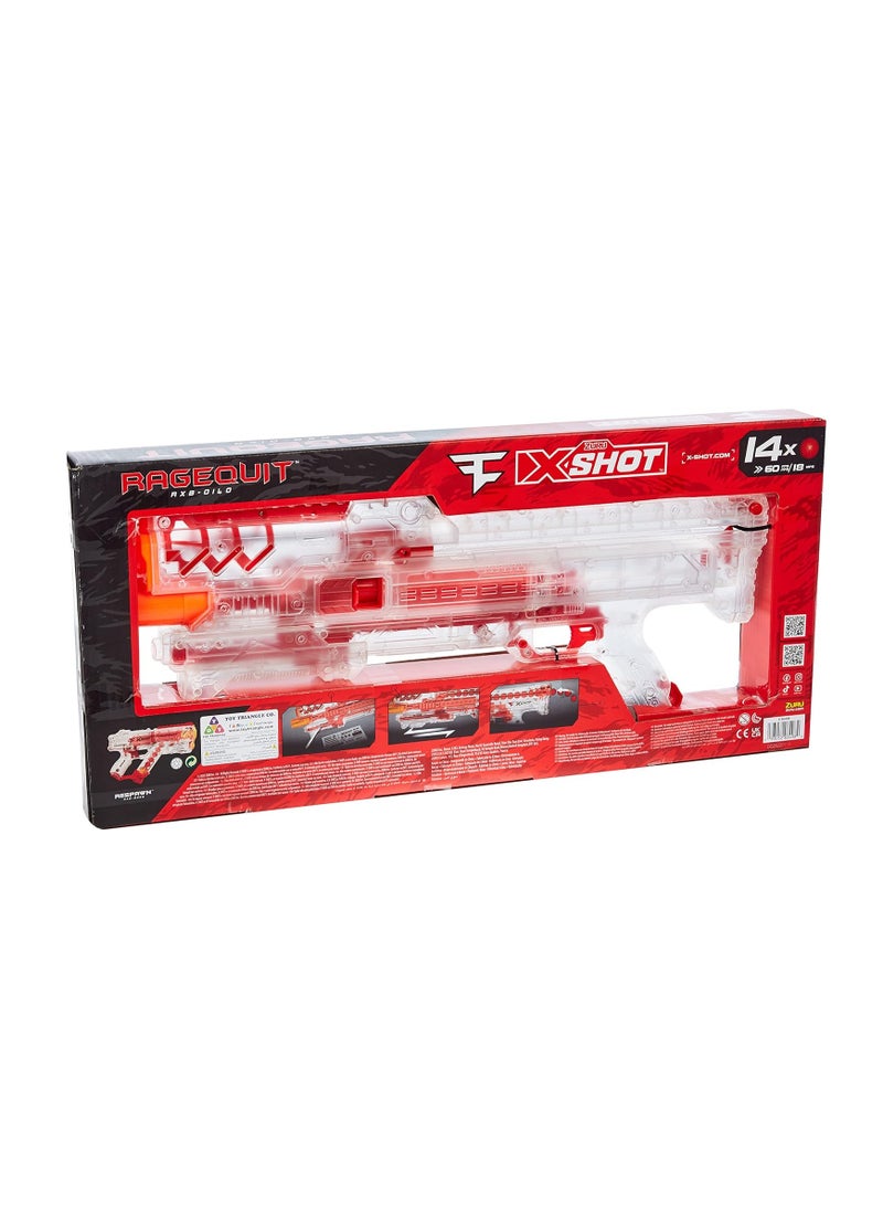 Faze Clan Ragequit with 24 Dart Balls - Transparent Toy Gun for Kids and Boys | Ultimate Fun for Action-Packed Play | Plastic | 3 Years+