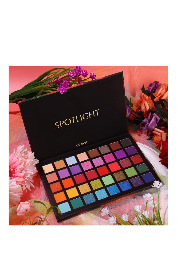 UCANBE Spotlight Eyeshadow Palette Professional 40 Color Eye Shadow Matte Shimmer Makeup Pallet Highly Pigmented Colorful Powder Long Lasting Waterproof Eye Shadow