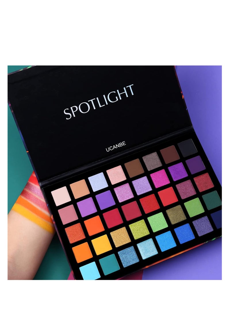 UCANBE Spotlight Eyeshadow Palette Professional 40 Color Eye Shadow Matte Shimmer Makeup Pallet Highly Pigmented Colorful Powder Long Lasting Waterproof Eye Shadow