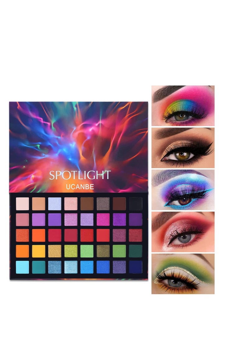 UCANBE Spotlight Eyeshadow Palette Professional 40 Color Eye Shadow Matte Shimmer Makeup Pallet Highly Pigmented Colorful Powder Long Lasting Waterproof Eye Shadow