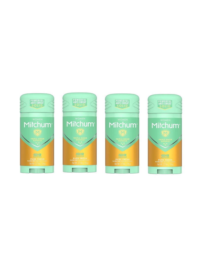 Mitchum For Women Advanced Control Anti-Perspirant Deodorant Invisible Solid Pure Fresh 2.70 oz (Pack of 4)