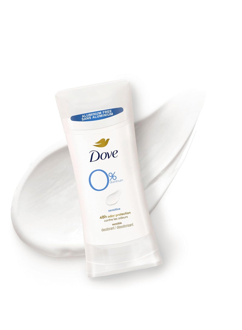 Dove 0% Aluminum Deodorant Stick Sensitive 3 Count Non-irritating Deodorant for Underarm Care Kindest Aluminum Free Deodorant 2.6 oz