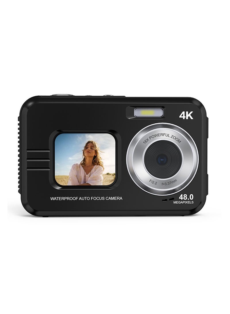 4K Underwater Camera 11FT Waterproof Camera with 64GB Card 48MP Autofocus Dual-Screen Selfie Underwater Camera for Snorkeling(Black)