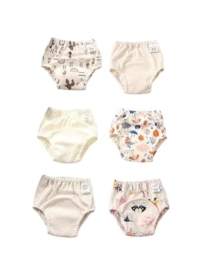 3PCS Baby Potty Training Pants,Toddler Training Underwear for 2-4 Years Boy and Girls Strong Absorbent Cotton Training Pants，Breathable Potty Training Underwear,Baby Washable diaper (S/90, Beige)