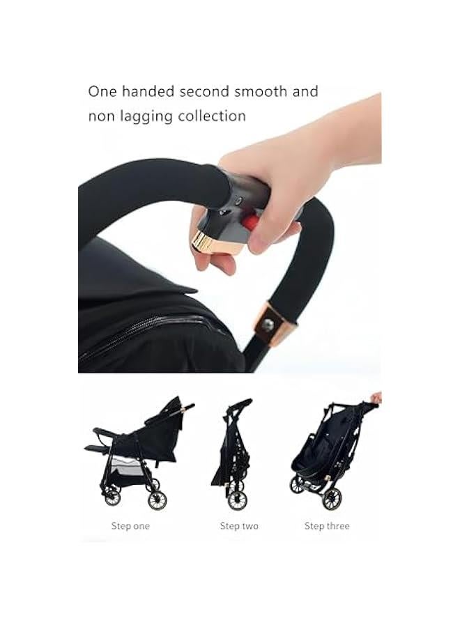 Hotsuae Foldable Baby Stroller With Storage Basket, Four-Wheel Suspension, One Click Folding, Can Sit Or Lie Down, 5-Point Seat Belt, 0 - 3 Years, Black