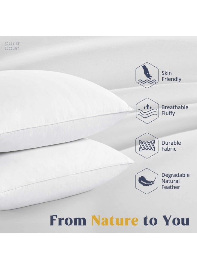 Goose Down Feather White Pillow Inserts 100 Egyptian Cotton Fabric Cover Bed Pillows Set Of 2 King Size