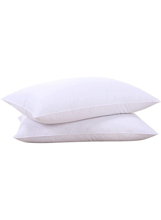 Goose Down Feather White Pillow Inserts 100 Egyptian Cotton Fabric Cover Bed Pillows Set Of 2 King Size