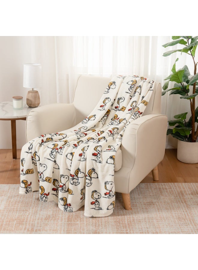 Peanuts Velvetloft Cute Character Snoopy Plush Throw Blanket The Flying Ace Throw 55 In X 70 In Official Peanuts Product