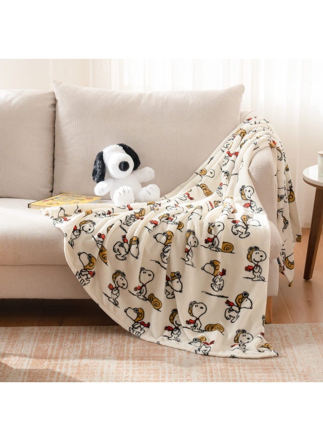 Peanuts Velvetloft Cute Character Snoopy Plush Throw Blanket The Flying Ace Throw 55 In X 70 In Official Peanuts Product