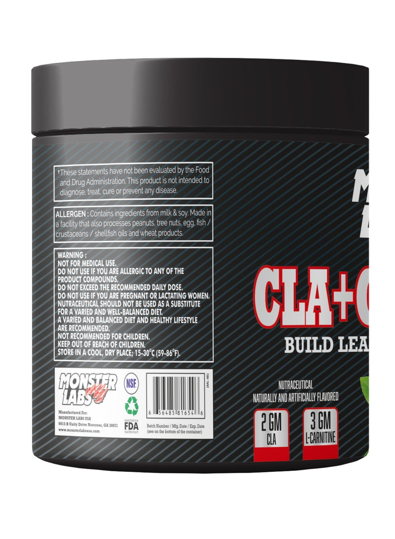 Monster Labs CLA+Carnitine 180g 30 Servings - Fat-Burning & Weight Loss Supplement, Orange Burst