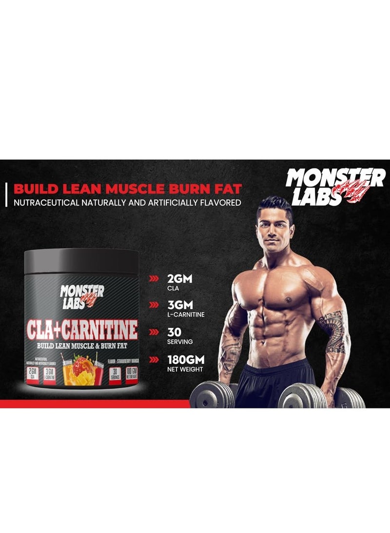 Monster Labs CLA+Carnitine 180g 30 Servings - Fat-Burning & Weight Loss Supplement, Orange Burst