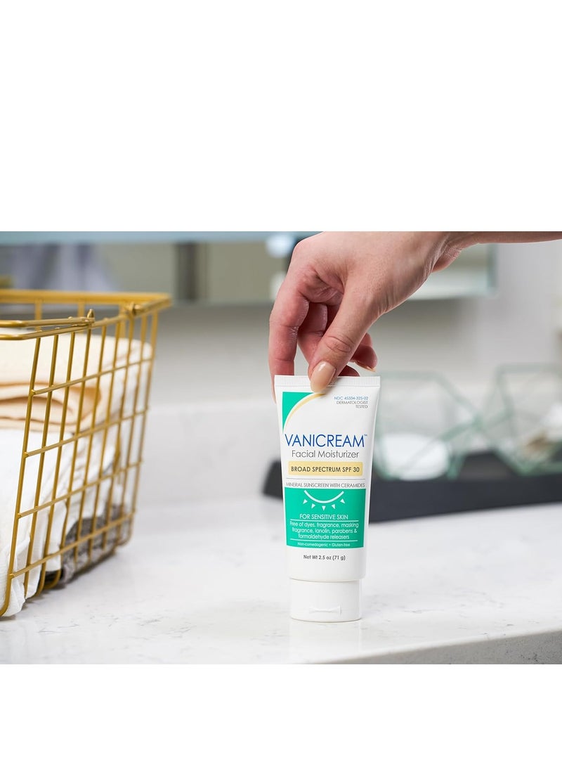 Vanicream Facial Moisturizer with SPF 30 - Mineral Sunscreen - 2.5fl oz - Formulated Without Common Irritants for Those with Sensitive Skin