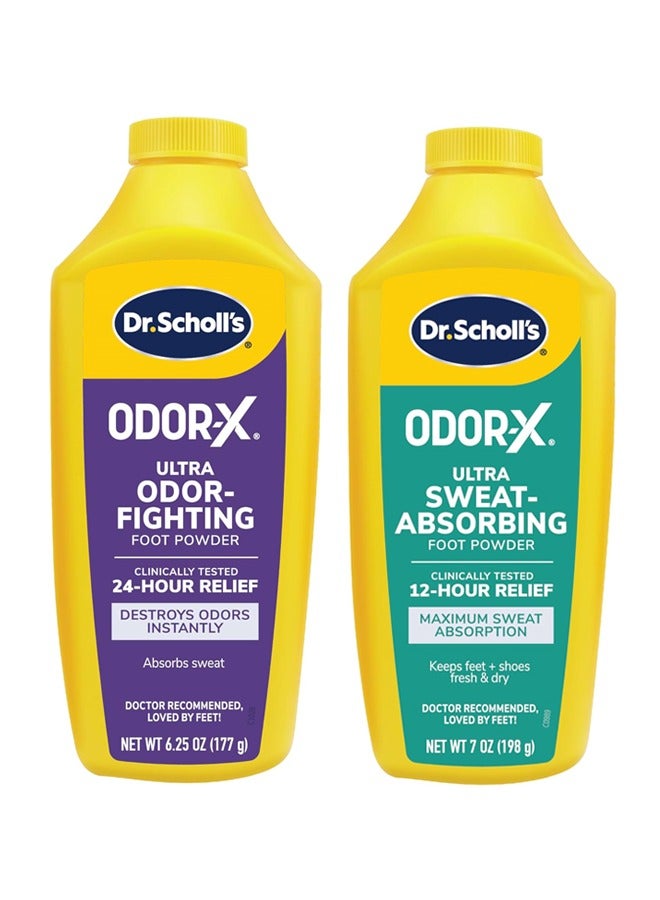 Odor-X Ultra Odor-Fighting Foot Powder (177 g) + Dr. Scholl's Ultra Sweat-Absorbing Foot Powder (198 g) Combo