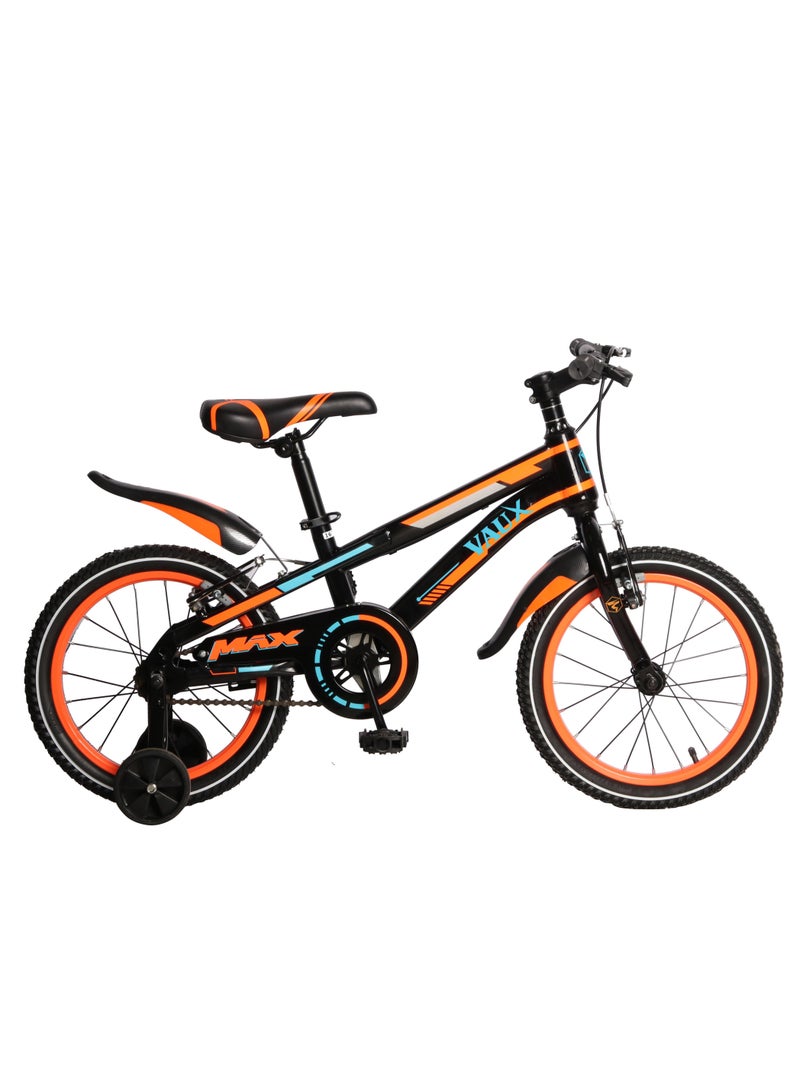 Vaux Max Kids Road Bike for 6-14 Years Boys And Girls, Adjustable Seat,16 Inch Training Wheels - Orange