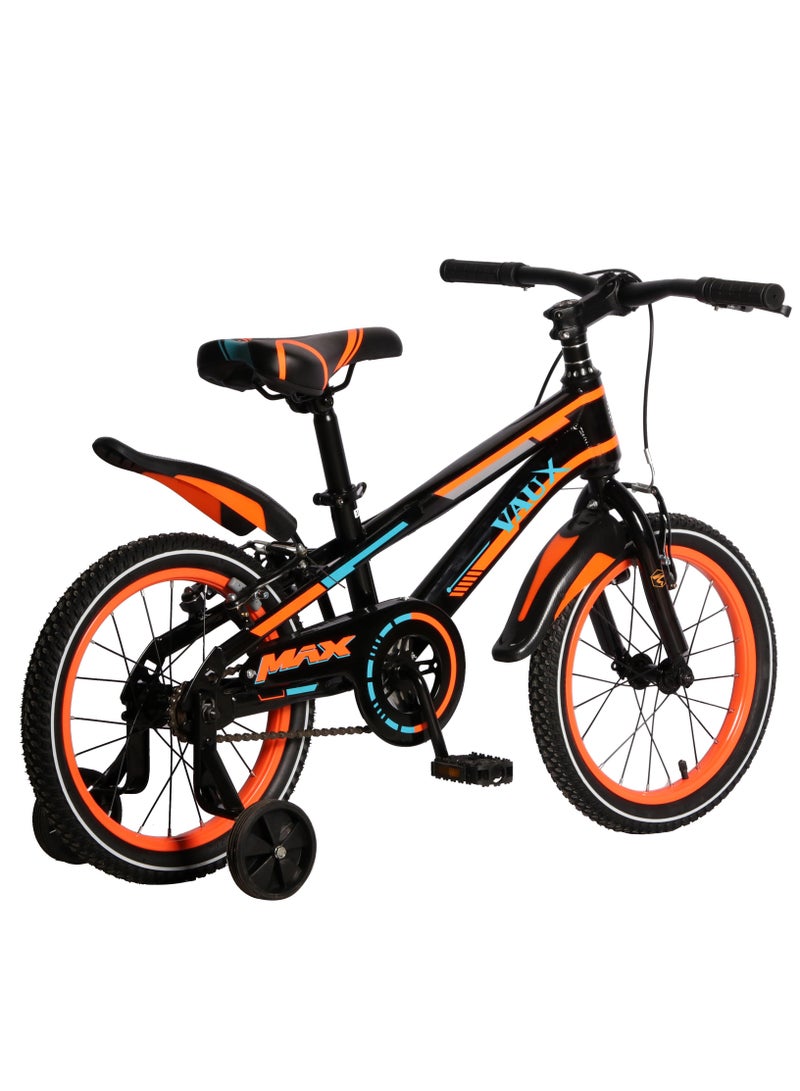 Vaux Max Kids Road Bike for 6-14 Years Boys And Girls, Adjustable Seat,16 Inch Training Wheels - Orange