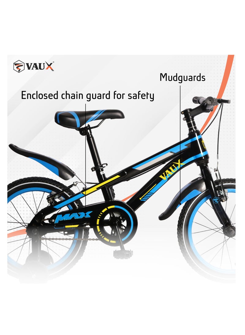 Vaux Max Kids Road Bike for 6-14 Years Boys And Girls, Adjustable Seat,16 Inch Training Wheels - Blue