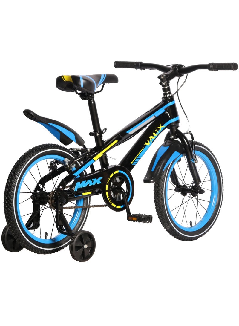 Vaux Max Kids Road Bike for 6-14 Years Boys And Girls, Adjustable Seat,16 Inch Training Wheels - Blue