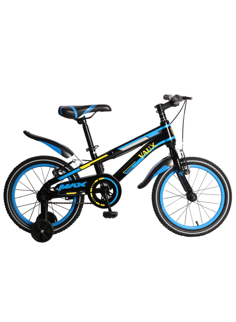 Vaux Max Kids Road Bike for 6-14 Years Boys And Girls, Adjustable Seat,16 Inch Training Wheels - Blue