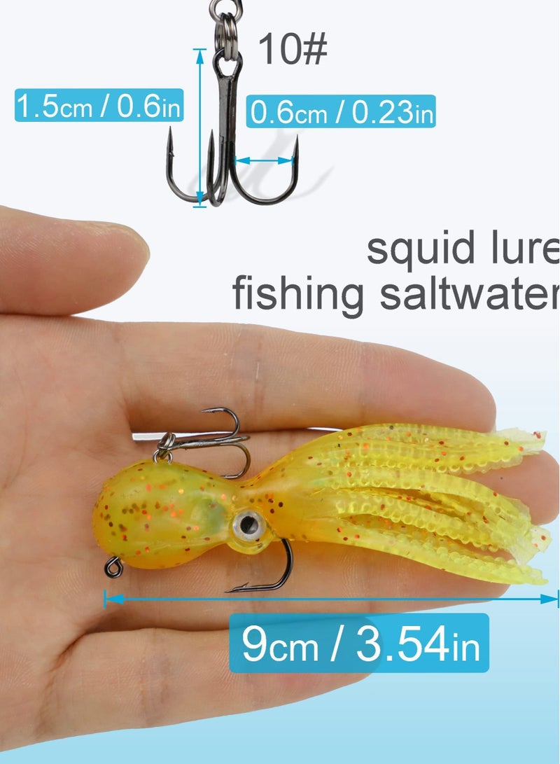 5 Piece Saltwater Fishing Lure Set with Octopus Soft Lures and Skirt Tails for Lingcod and Rockfish