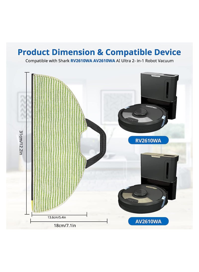6 Pack Vacuum Mop Replacement Pads for Shark RV2610WA AV2610WA RV2410WD AI Ultra 2- in-1 Robot Vacuum Washable Reusable Replacement Microfiber Soft Pads