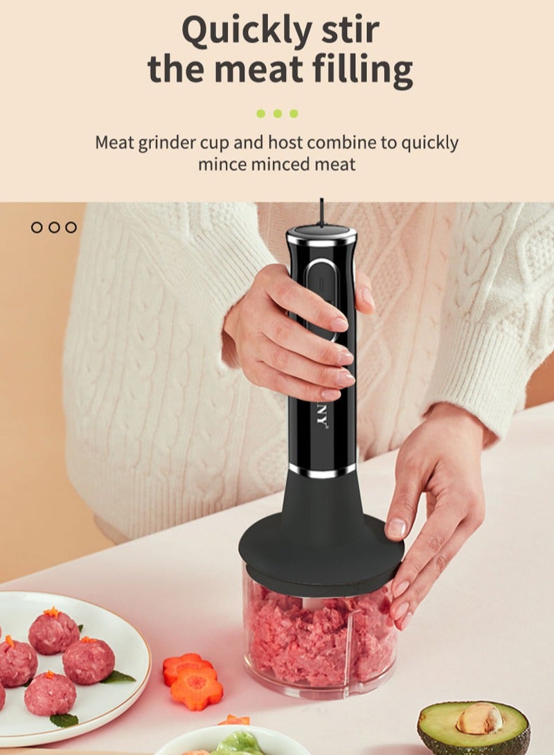 4-in-1 Multifunction Hand Blender Food Processor Electric Chopper 400W SK-1721-4 Black