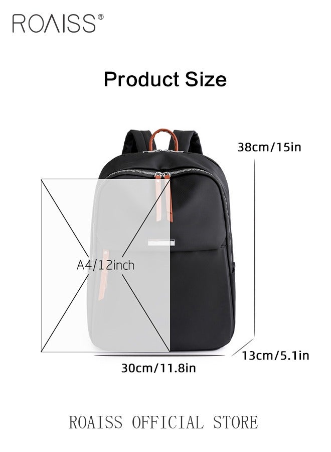 Portable Large Capacity Backpack for Women Solid Color Zipper Closure Casual Backpack with Separate 14 Inch Laptop Compartment for Girls Students Lightweight Waterproof Outing Bag for Commute Travel