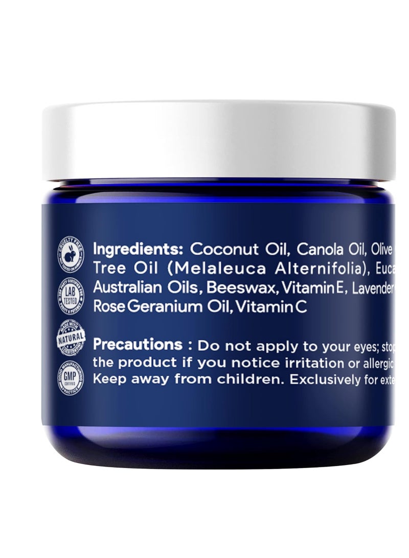 Tea Tree Oil Foot Balm/ Moisturizer For Dry Cracked Feet - Instantly Hydrates & Soothes Irritated Skin & Athletes Foot - Best Foot Care for Women and Men - Made in USA
