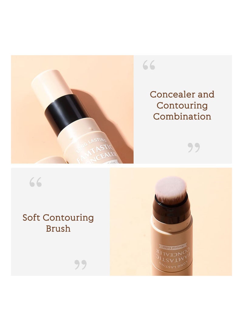 2 PCS Contour Highlighter Stick with Brush - Waterproof Bronzer Pen for Face Brightening, Longwear Highlighting Shades Pencil (03 & 04) for Perfect Highlighting and Shaping.
