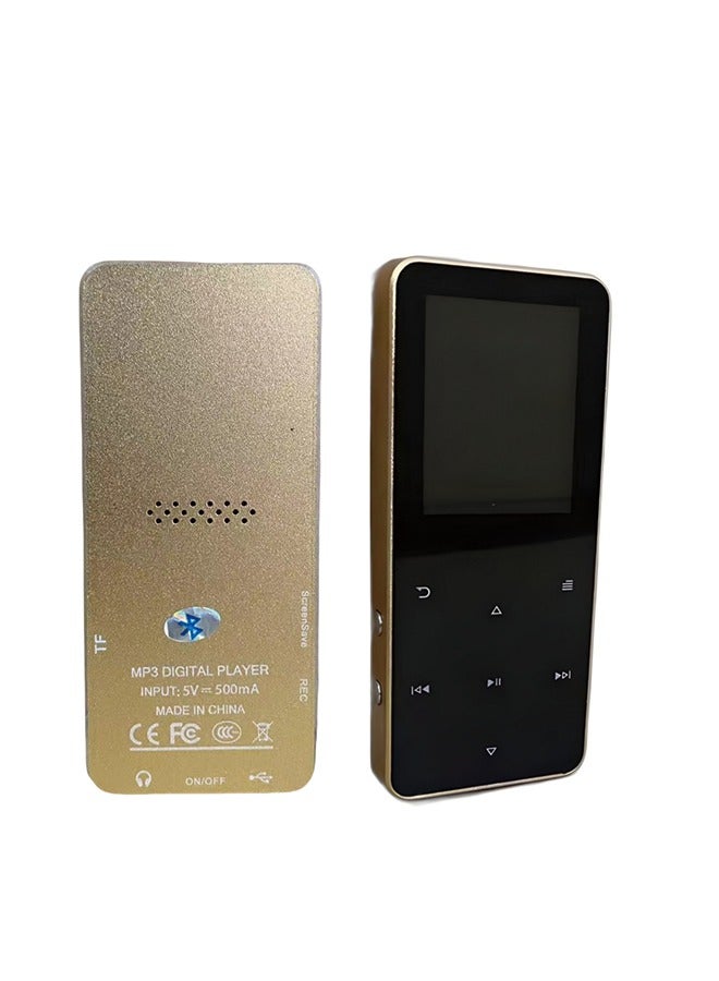 Metal Bluetooth MP3 Player with Touch Screen - 16GB Internal Memory + 128GB Expandable Card, Recording, FM, Bluetooth, and Speaker Function