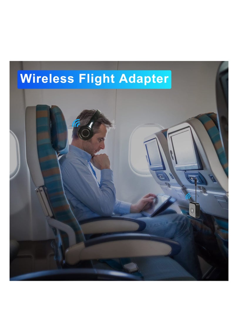 Bluetooth 5.0 Audio Transmitter with APTX Low Latency, Wireless Stereo Adapter for TV to Headphones, 3.5mm and RCA Jack Compatible, Ideal for Flight Use.