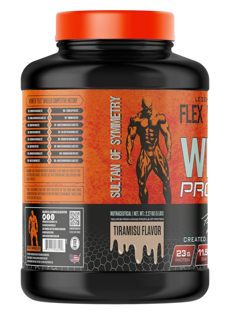 Flex Wheeler 100% Premium Whey Protein - Tiramisu Flavor, 2.27kg (81 Servings)