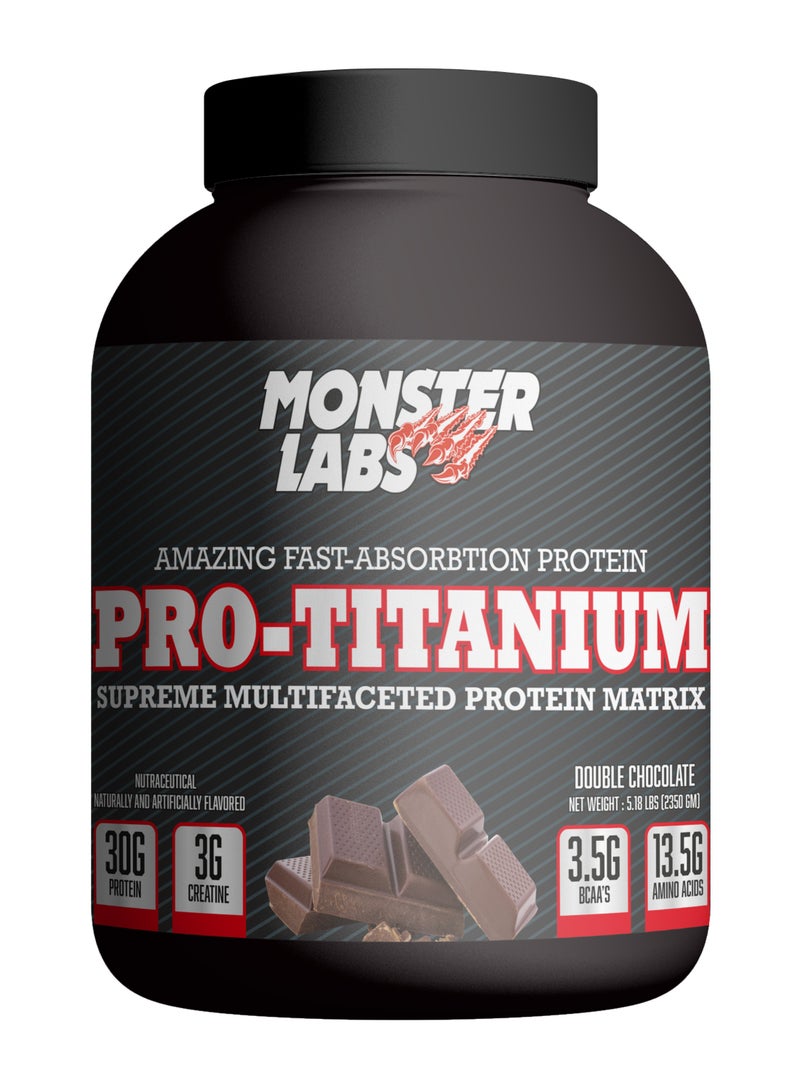 Monster Labs Pro Titanium 100% Fast-Absorption Whey Protein, 30 Grams of Protein with 3g Creatine, 3.5g BCAA, 13.5g Amino Acids - Double Chocolate, 5.2 Lbs, 54 Servings