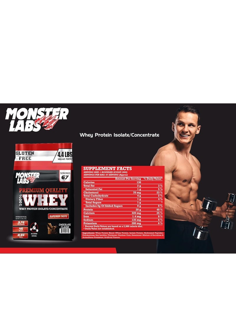 Monster Labs 100% Whey Protein Powder Primary Source Isolate, 24 Grams of Protein for Muscle Support and Recovery - Vanilla, 4.4 Lbs, 67 Servings